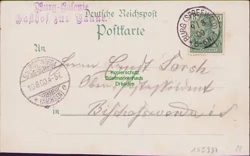 155937 AK Wasserpartie im Spreewald 1900 Burg Colonie Gasthof zur Tanne