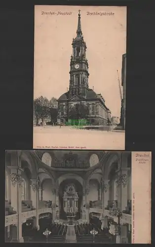 154295 2 AK Dresden um 1902 Dreikönigskirche Innen- Aussen Verlag Hugo Engler