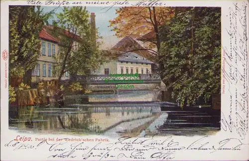 155817 AK Ceska Lipa Böhmisch Leipa 1900 bei der Wedri´chen Fabrik Brücke