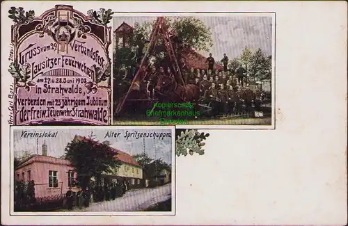 155803 AK Strahwalde 1903 Gruss vom 29. Verbandsfest Lausitzer Feuerwehren