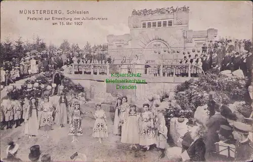 155721 AK Münsterberg Schlesien Ziebice 1907 Einweihung des Juliusbrunnens