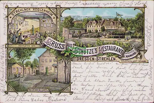 155727 AK Dresden Strehlen 1903 Schützes Restaurant Strehlner Kegelheim