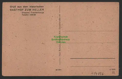 154296 AK Dresden Trachenberge um 1950 Gasthof zum Heller