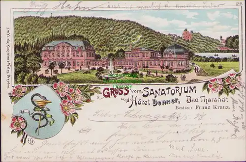 155844 AK Tharandt Litho 1897 Sanatorium und Hotel Donner