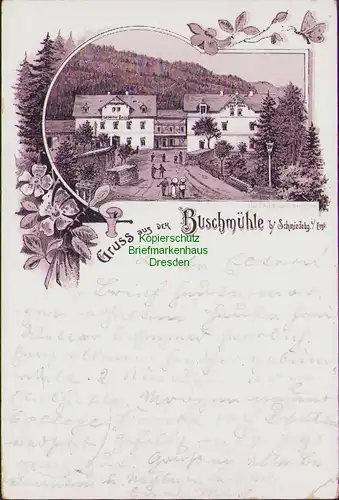 155857 AK Buschmühle bei Schmiedeberg i. Erzgeb. Litho 1896