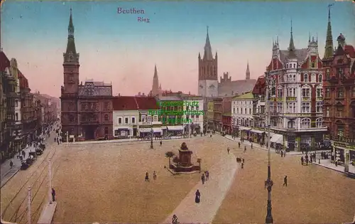 155894 AK Beuthen Oberschlesien 1916 Ring Marktplatz Feldpost