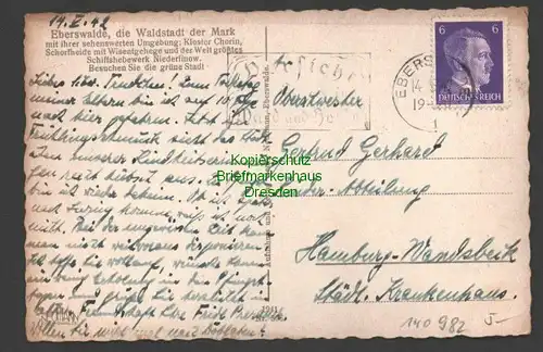 140982 AK Waldstadt Eberswalde Blick vom Drachenkopf 1942