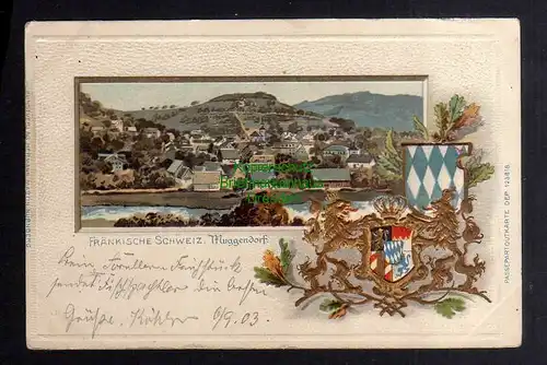 127573 AK Fränkische Schweiz Muggendorf 1903 Wappen Prägekarte Passepartout