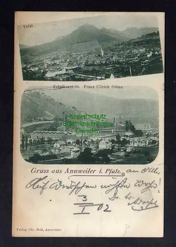 127658 AK Antweiler i. Pfalz 1902 Fabrikansicht Franz Ullrich Söhne