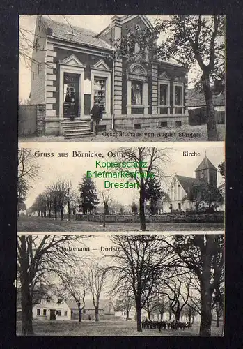 127038 AK Börnicke Osth. Kirche 1906 Geschäftshaus August Stargardt Schulzenamt