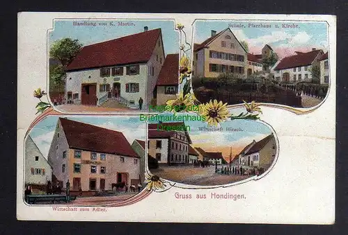 127102 AK Hondingen Blumberg um 1905 Handlung Schule Pfarrhaus Kirche Wirtschaft