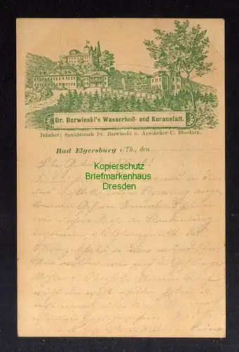 127024 AK Elgersburg 1894 Vorläufer Dr. Barwinski Kuranstalt