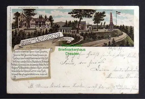 127091 AK Burgberg bei Harzburg 1897 Litho Hotel Burgberge