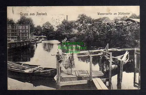 127121 AK Rostock Wasserpartie am Mühlentor 1908