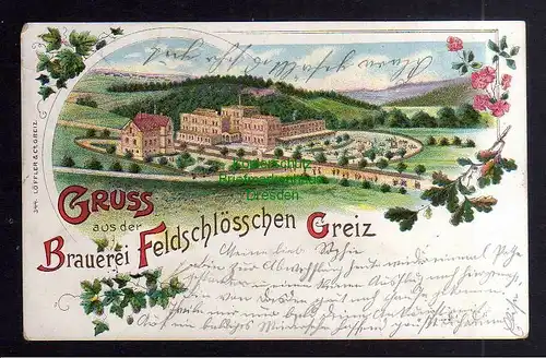 127308 AK Greiz Brauerei Feldschlösschen Litho 1902