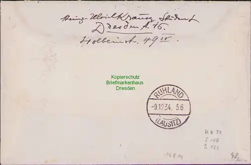 B14814 DR R-Brief Hindenburg aus MHB 1934 KZ 20 S 120 122 Dresden - Ruhland