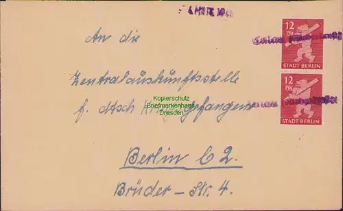 B14961 SBZ Brief 2x 5 A MeF 1946 Notstempel Calau (Niederlausitz) Datumsstempel