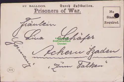 B14998 Brief Kriegsgefangenensendung Prisoners of War By Balloon Luftballon