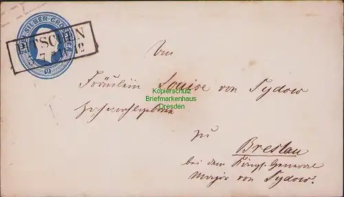 B14891 Preußen Ganzsache 2 Sgr. Pitschen Oberschlesien um 1860