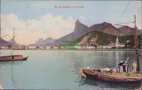 B14861 AK Rio de Janeiro Corcovado Deutsche Seepost Hamburg - Südamerika 1913