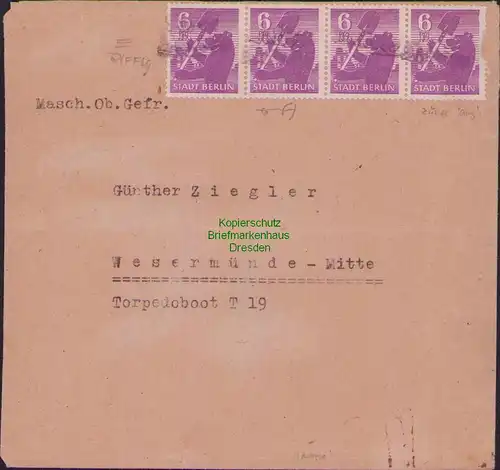 B14958 SBZ Brief aus Lunow Kr. Angermünde Ende 1945 Notstempel nach Wesermünde