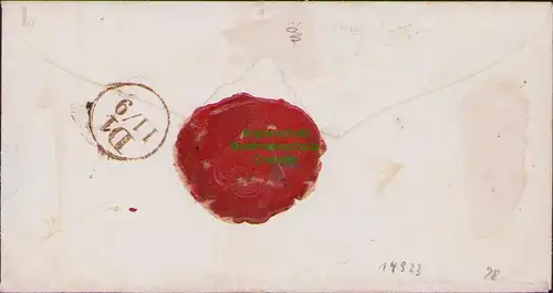 B14923 Württemberg 2 Brief 1857 Stuttgart nach Tübingen