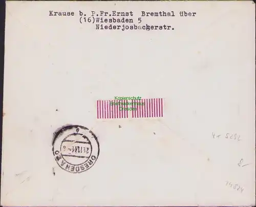 B14824 DR Brief Zusammendrucke aus Automatenrolle Bremthal bei Wiesbaden 1944