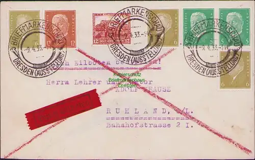 B14815 DR Brief DR Reichspräsidenten Dresden Ausstellung 1934 S 42 W 28 Eilbrief