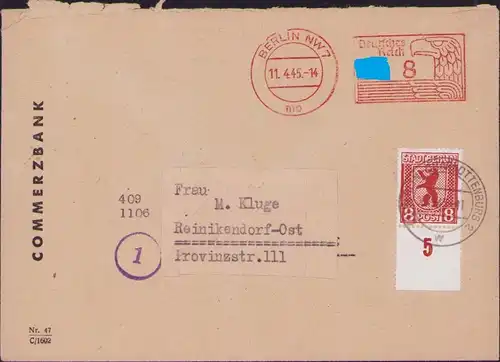 B14960 SBZ Brief 3 A EF auf Doppelt verwendetem Umschlag Commerzbank Berlin