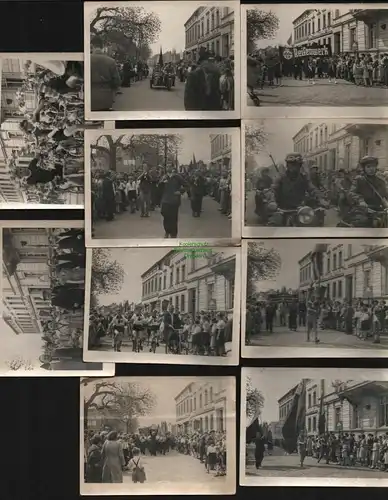 145078 10 Fotos Finsterwalde um 1953 Fest Umzug Demo FDJ Schule Partei VEB