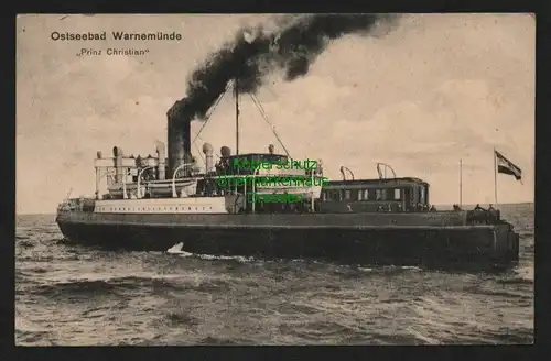 145228 AK Ostseebad Warnemünde Trajektschiff Prinz Christian 1917