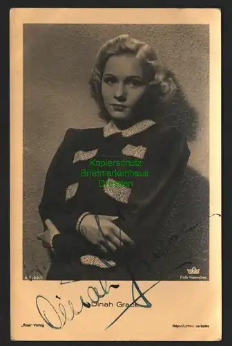 145350 AK Ross Verlag original Autogramm  Dinah Grace um 1940