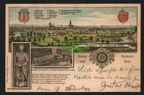 145252 AK Pegau Heimatfest 1903 Historische Ansicht anno 1628