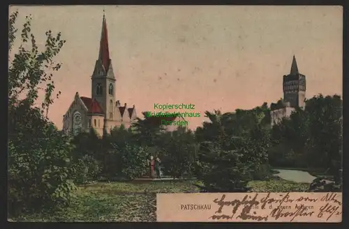 144557 AK Patschkau Paczkow 1905 Kirche und neue Anlagen