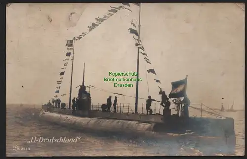 144687 AK U-Boot Deutschland 1916 mit Fahnenband Flaggen Bild 24/9 Feldpost