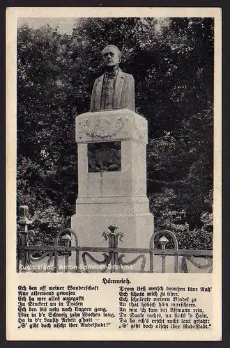 52625 AK Rudolstadt 1942 Anton Sommer Denkmal Dichter Gedicht Hämwieh