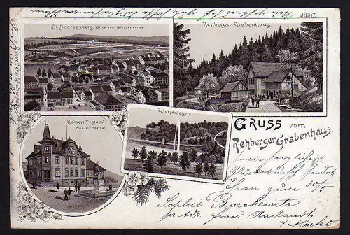 52556 AK Rehberger Grabenhaus Litho Kaiserl. Postamt bei Sankt Andreasberg 1897