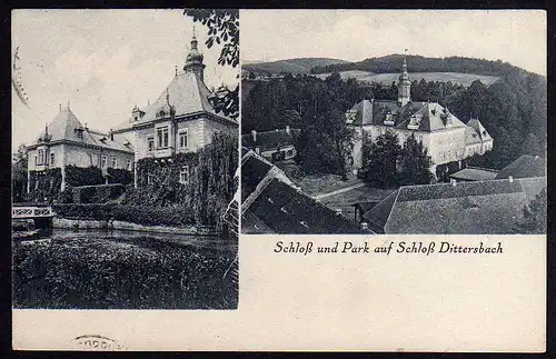 51676 AK Dittersbach Post Dürrröhrsdorf Schloss 1928