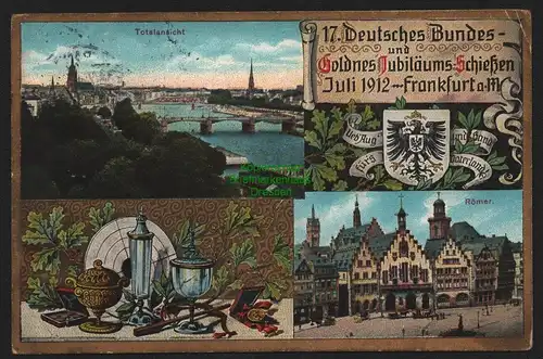 51890 AK Frankfurt a. M. 1912 17. Deutsches Bundes Goldenes Jubiläums Schießen