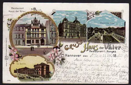 42033 AK Hannover Litho Haus der Väter Restaurant 1899