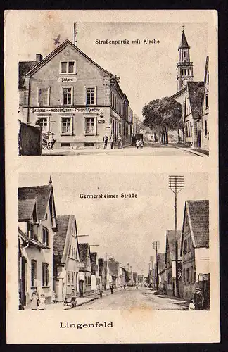 37502 AK Lingenfeld 1916 Bäckerei Gasthaus zum weissen Lamm Germersheimer Straße