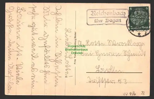 37470 AK Reichenbach Kr. Sagan 1936 Warenhandlung Lange Bäckerei Weichert