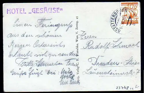 37748 AK Admonter Reichenstein Österreich Hotel Gesäuse 1929 Gstatterboden