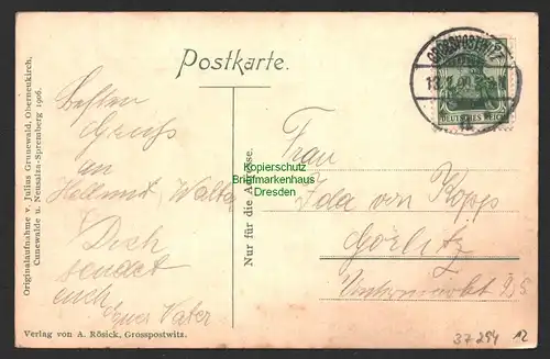 37294 AK Grosspostwitz 1906 Rascha Hainitz Drohmberg