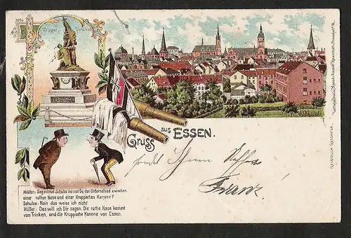 20792 AK Essen Ruhr Litho 1900 Krupp Kanone Müller und Schulze