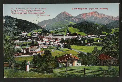 20841 AK Berchtesgaden gegen den Untersberg Spruch  H. Rumbucher 1909