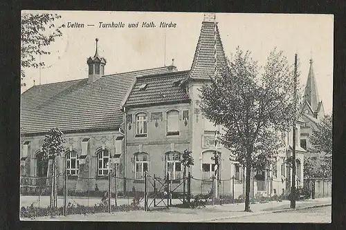 20636 AK Velten Krs. Oranienburg Turnhalle und Kath. Kirche 1924