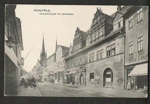 20328 AK Saalfeld Saalestrasse mit Apotheke Verlag Zedler & Vogel Darmstadt 1909
