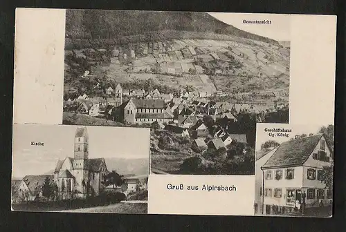 20395 AK Alpirsbach im Schwarzwald Kirche Geschäftshaus König 1916 Feldpost n