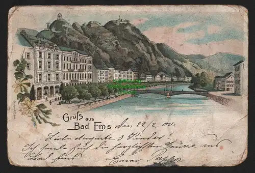 149411 AK Litho Bad Ems Zum Löwen 1900